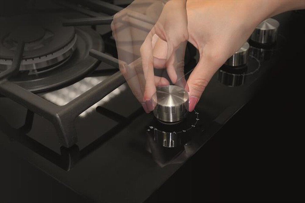 "GLEM GAS - Piano cottura a gas GV755XBK 5 fuochi 70cm-Nero Lucido"
