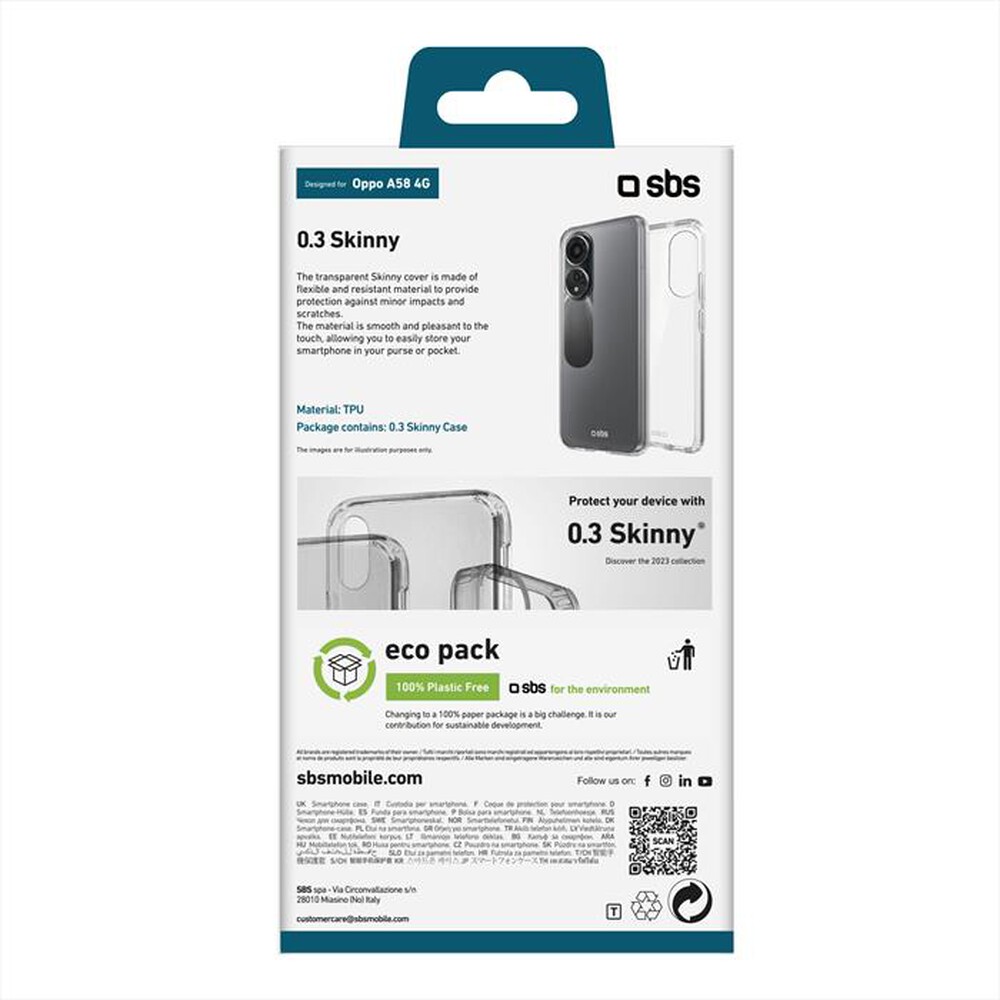 Immagine del prodotto SBS - Cover skinny TESKINOPA584GT per Oppo A58 4G-Trasparente