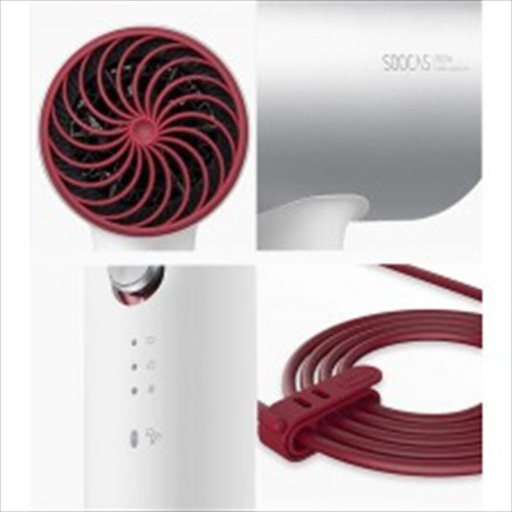 "SOOCAS - Asciugacapelli PHNDRMSH5S-Bianco/rosso/Alluminio"
