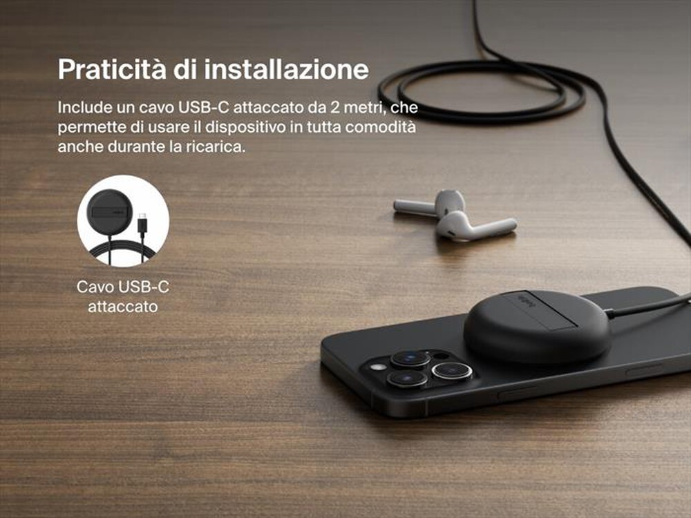 Immagine del prodotto BELKIN - TAPPETINO DI RICARICA WIRELESS MAGNETICA QI2 15W-Nero