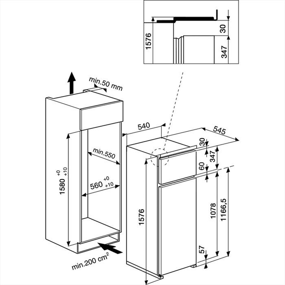 "INDESIT - Frigorifero incasso T 16 A1 D/I 1 Classe F"