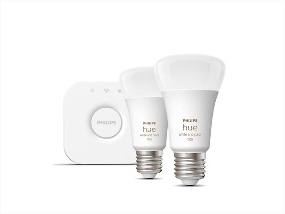 "PHILIPS - WHITE AND COLOR AMBIANCE STARTERKIT BRIDGE+2 PEZZI-Bianco"