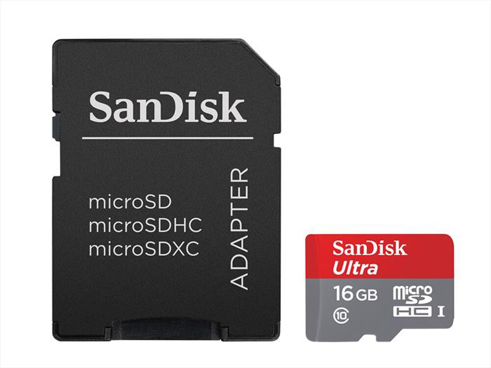 "SANDISK - MicroSDHC Ultra 16GB + adattatore SD"