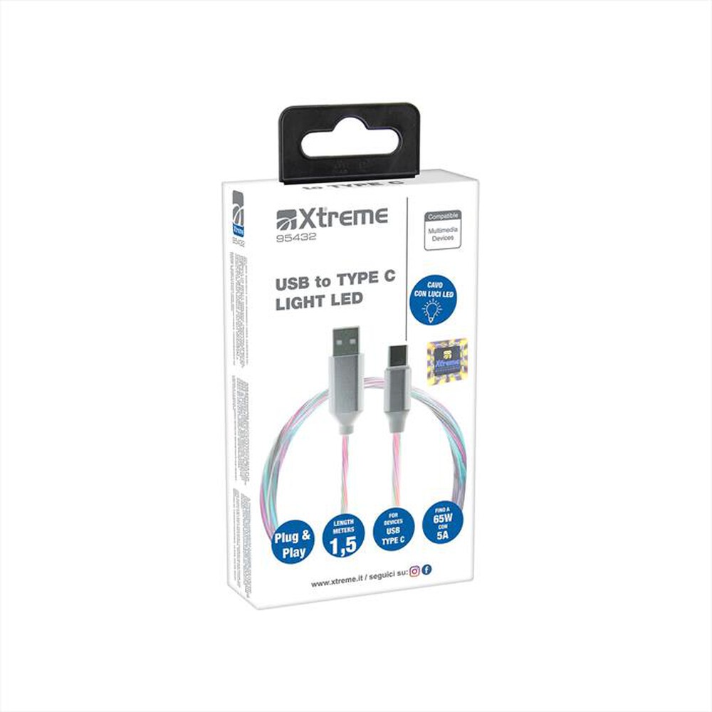 XTREME - Cavo USB/TYPE C con luci LED-BIANCO