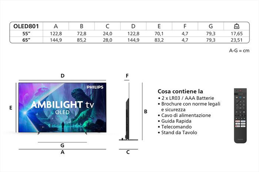 Immagine del prodotto PHILIPS - Smart TV OLED 4K 55" 55OLED801/12-Black