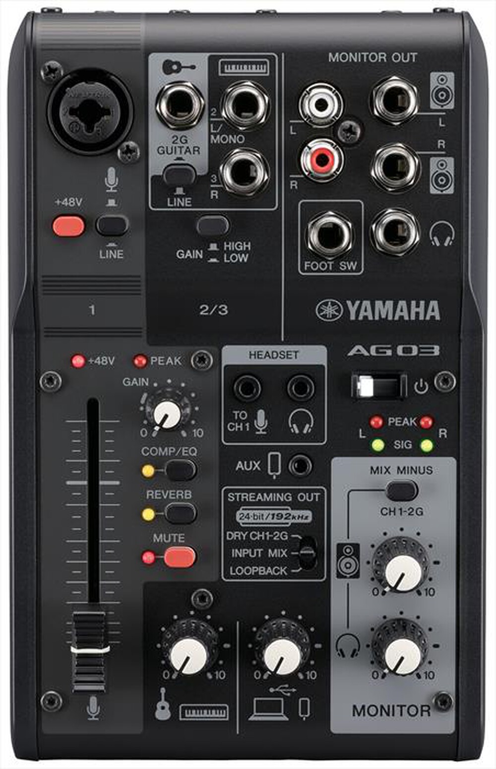"YAMAHA - Mixer USB 3 canali AG03MK2B-Black"