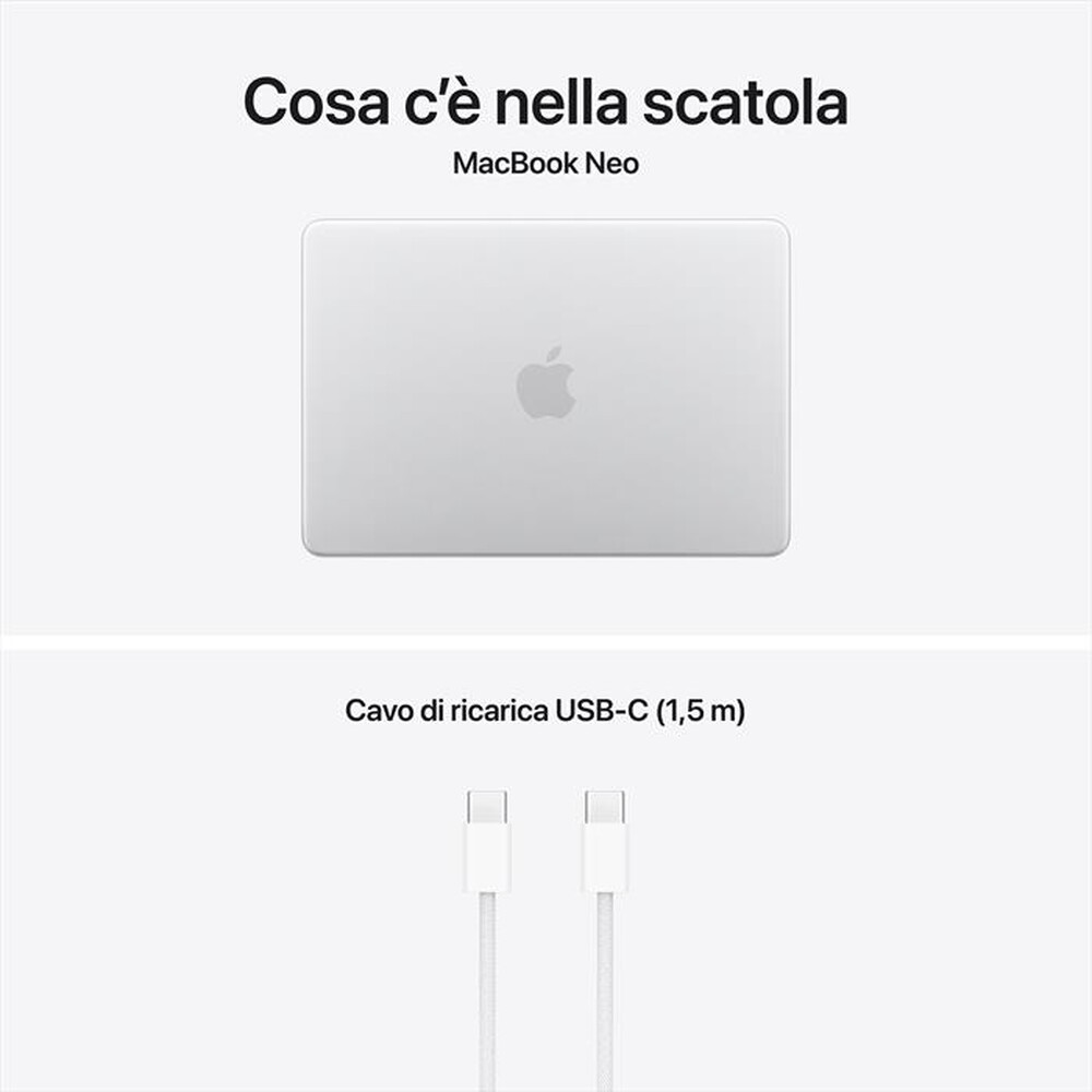 Immagine del prodotto APPLE - MacBook Neo 13" A18 Pro Core 6 CPU 5 GPU 8GB 512GB-Argento
