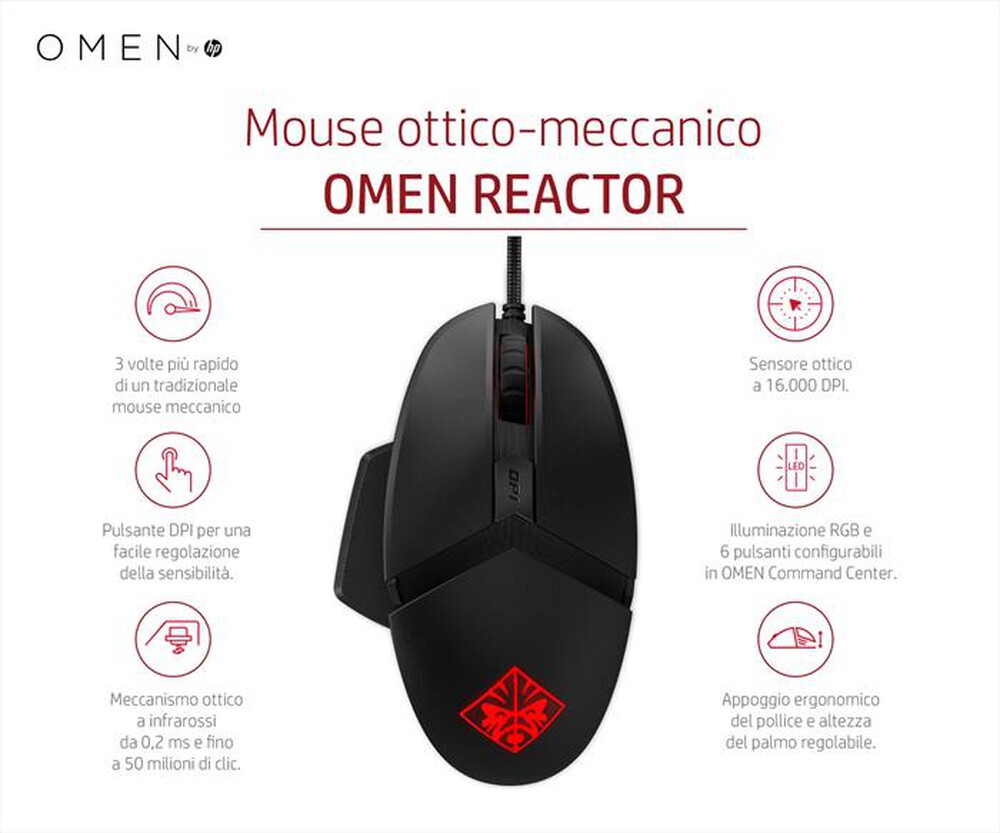 "HP - OMEN BY HP REACTOR MOUSE-Nero"