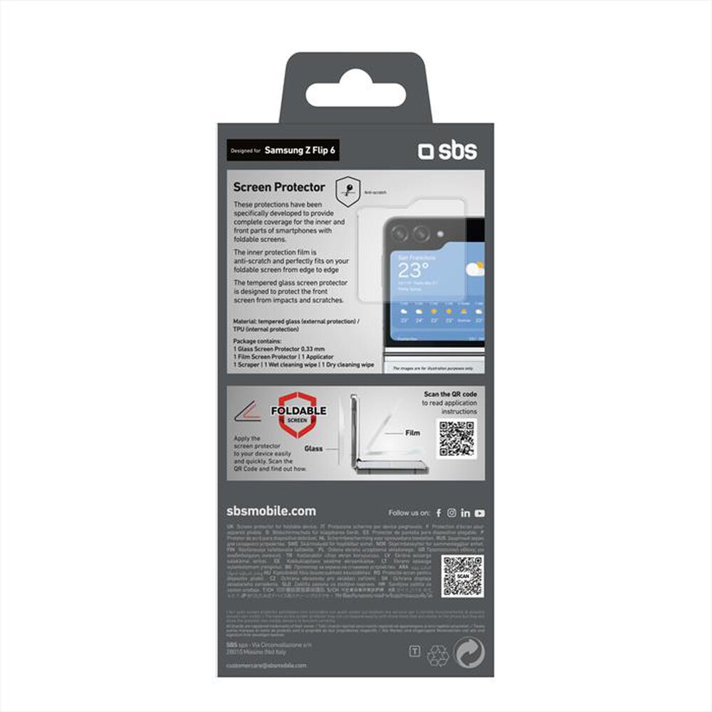 "SBS - Screen protector TESCRSAZFLIP6 Samsung Z Flip 6-Trasparente"