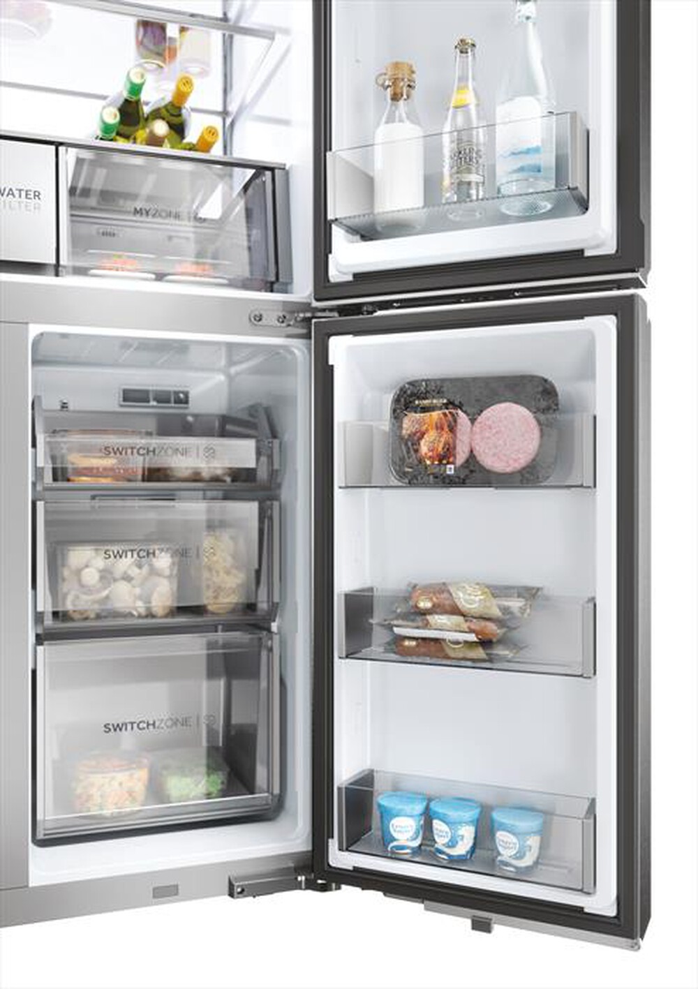 Immagine del prodotto HAIER - Frigorifero side by side HCR7918EIMP ClasseE 601lt-Platino, Acciaio inossidabile