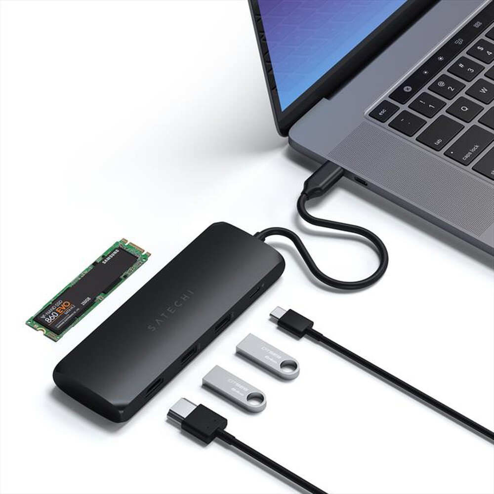 "SATECHI - HUB USB-C HYBRID MULTIPORT ADAPTER CON SSD-nero"