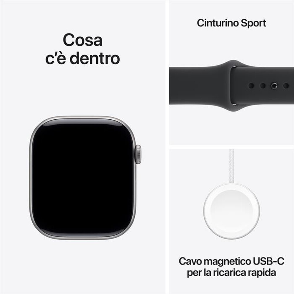 Immagine del prodotto APPLE - Watch Series 11 GPS 46mm Alluminio-Grigio - Sport Band Nero - S/M