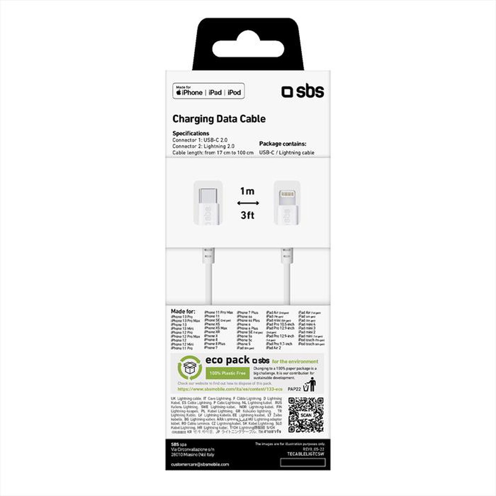 "SBS - Cavo Ligthning TECABLELIGTCSW-Bianco"
