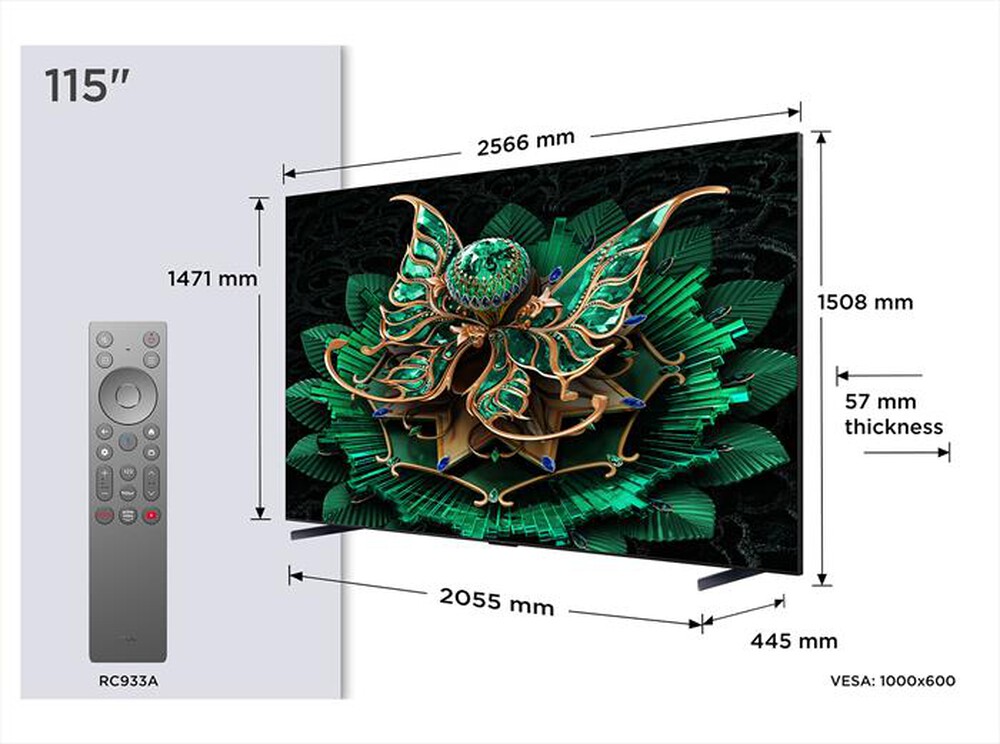 Immagine del prodotto TCL - Smart TV MINI LED UHD 4K 115" 115C7K-Black