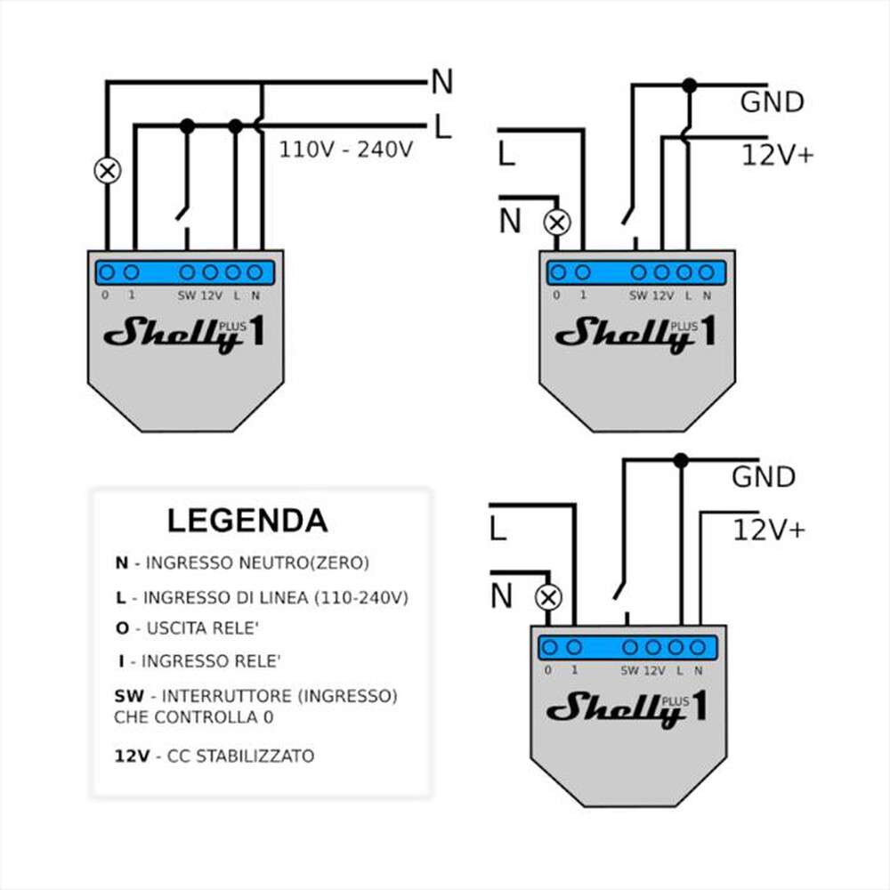 "SHELLY - Dispositivo Bluetooth e Wi-Fi PLUS 1-Blue"