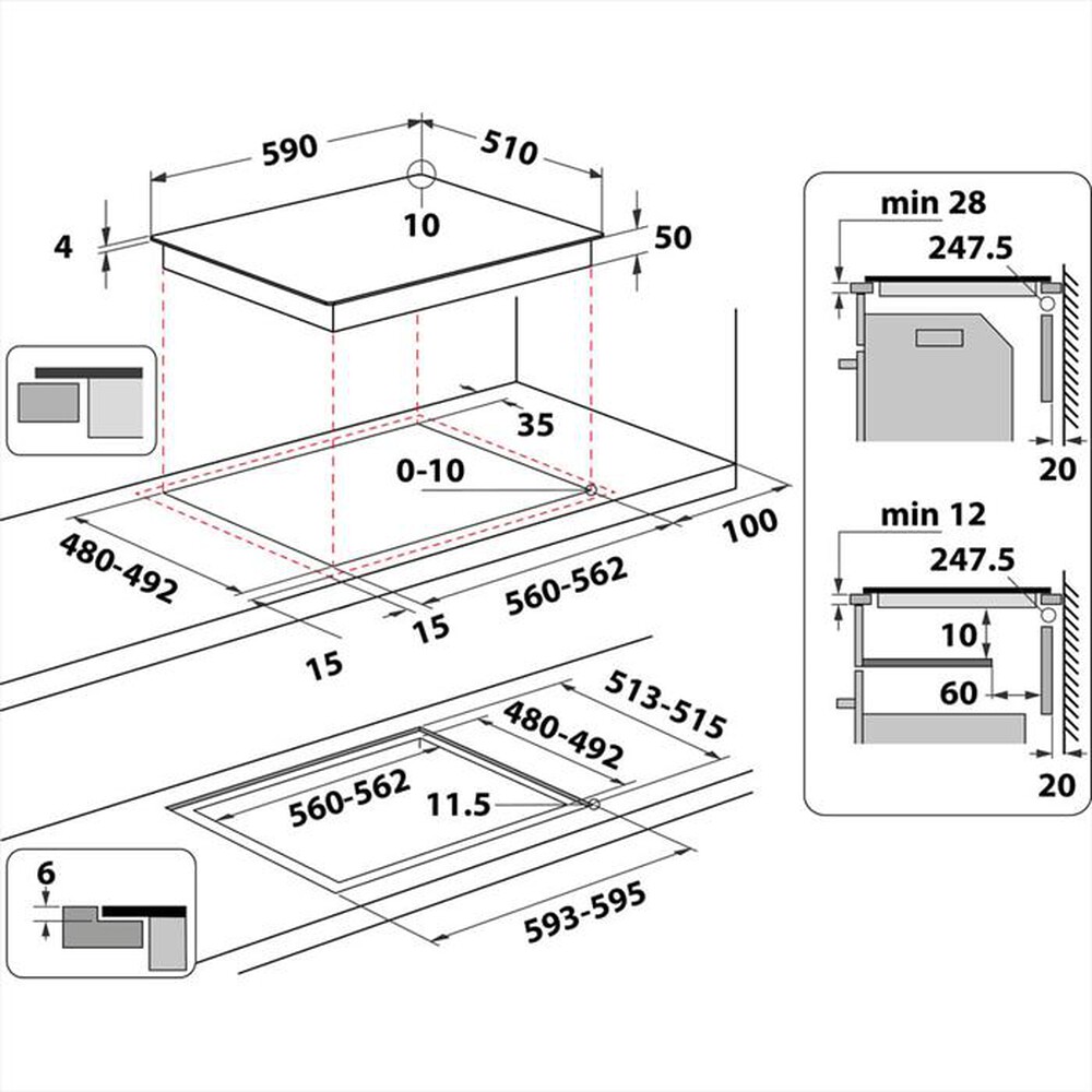 Immagine del prodotto WHIRLPOOL - Piano cottura elettrico WL B4560 NE/W HOB WP 59 cm-Bianco
