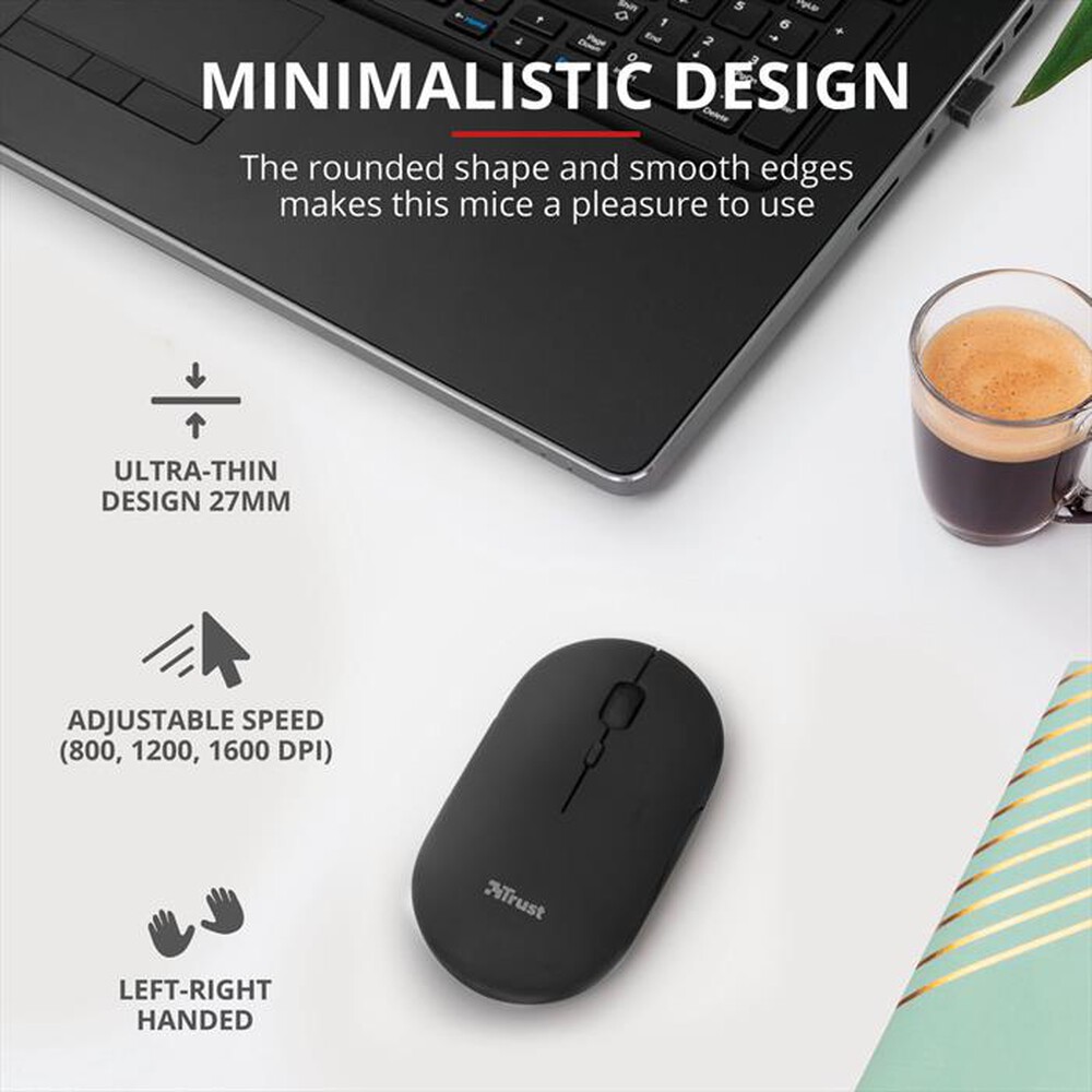 "TRUST - PUCK WIRELESS MOUSE BLACK-Black"