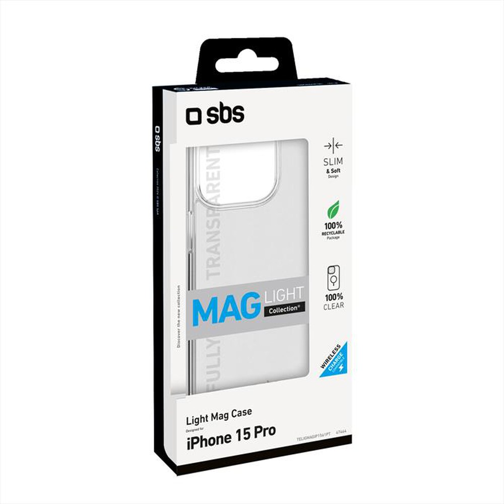 "SBS - Cover Lite Mag TELIGMAGIP1561PT per iPhone 15 Pro-Trasparente"