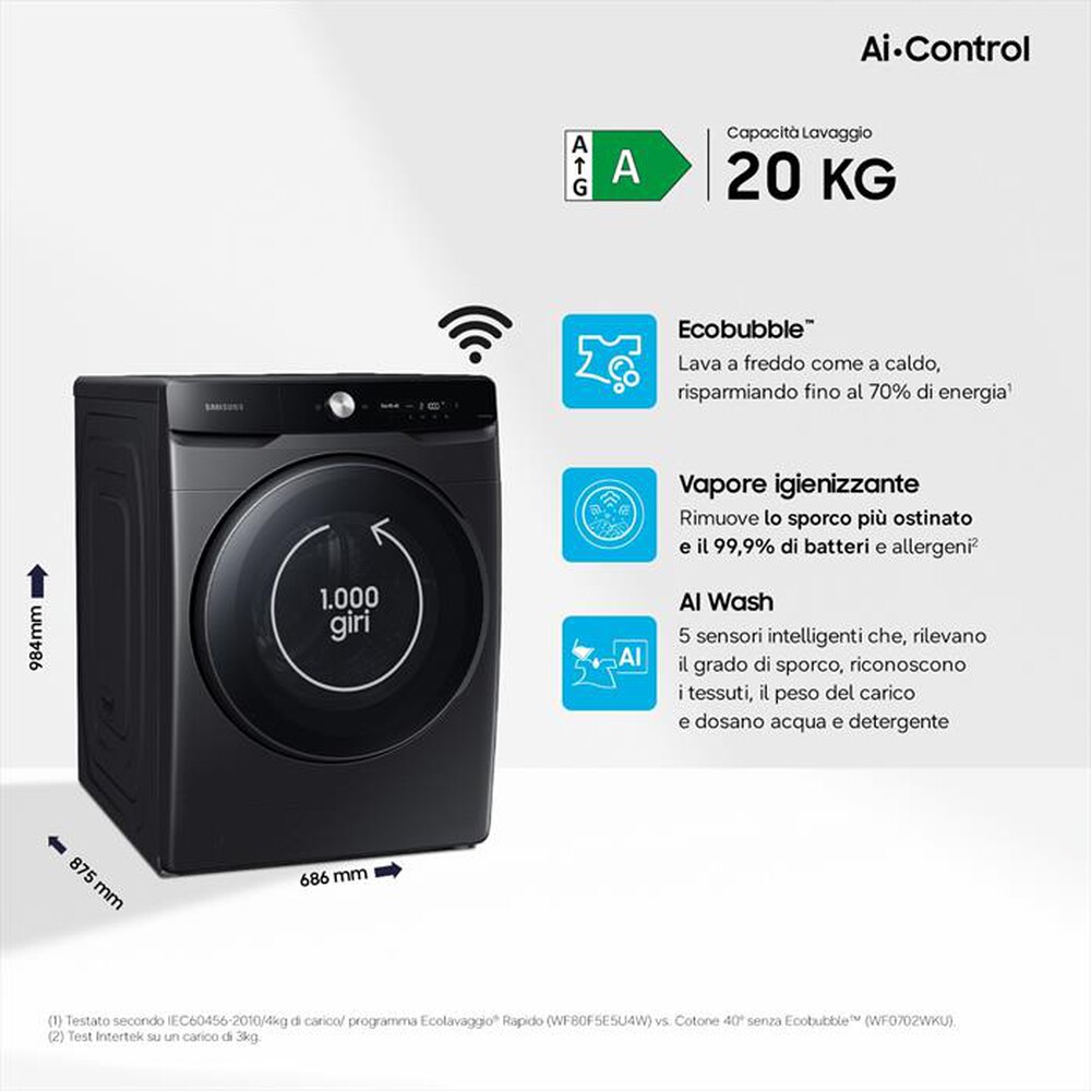Immagine del prodotto SAMSUNG - Lavatrice WF20DG8650BVU3 20KG Classe A-Nero