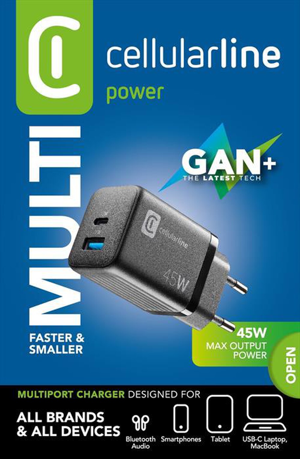 Immagine del prodotto CELLULARLINE - Carica batterie ACHUSBGAN2PD45WK-Nero