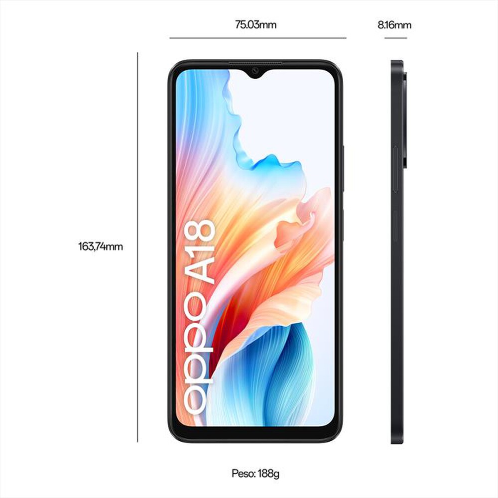 "OPPO - Smartphone A18 4+128-GLOWING BLACK"
