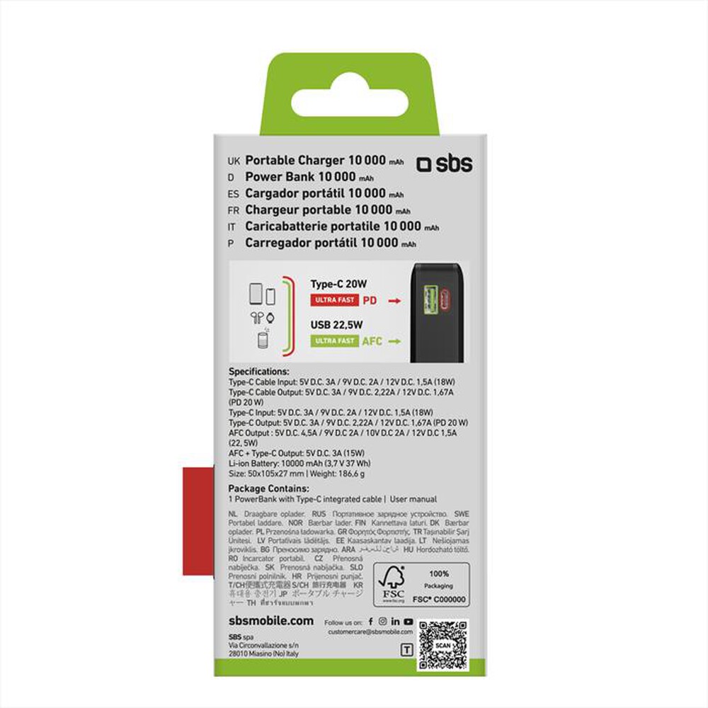 Immagine del prodotto SBS - Powerbank TTBB20000LCDTCPD20K-Nero