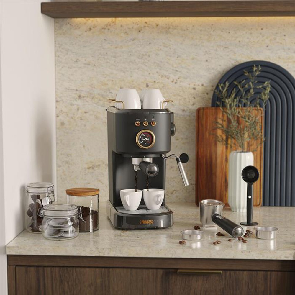 "PRINCESS - MACCHINA CAFFE' ESPRESSO 3 IN 1-Nero / Acciaio-Plastica"