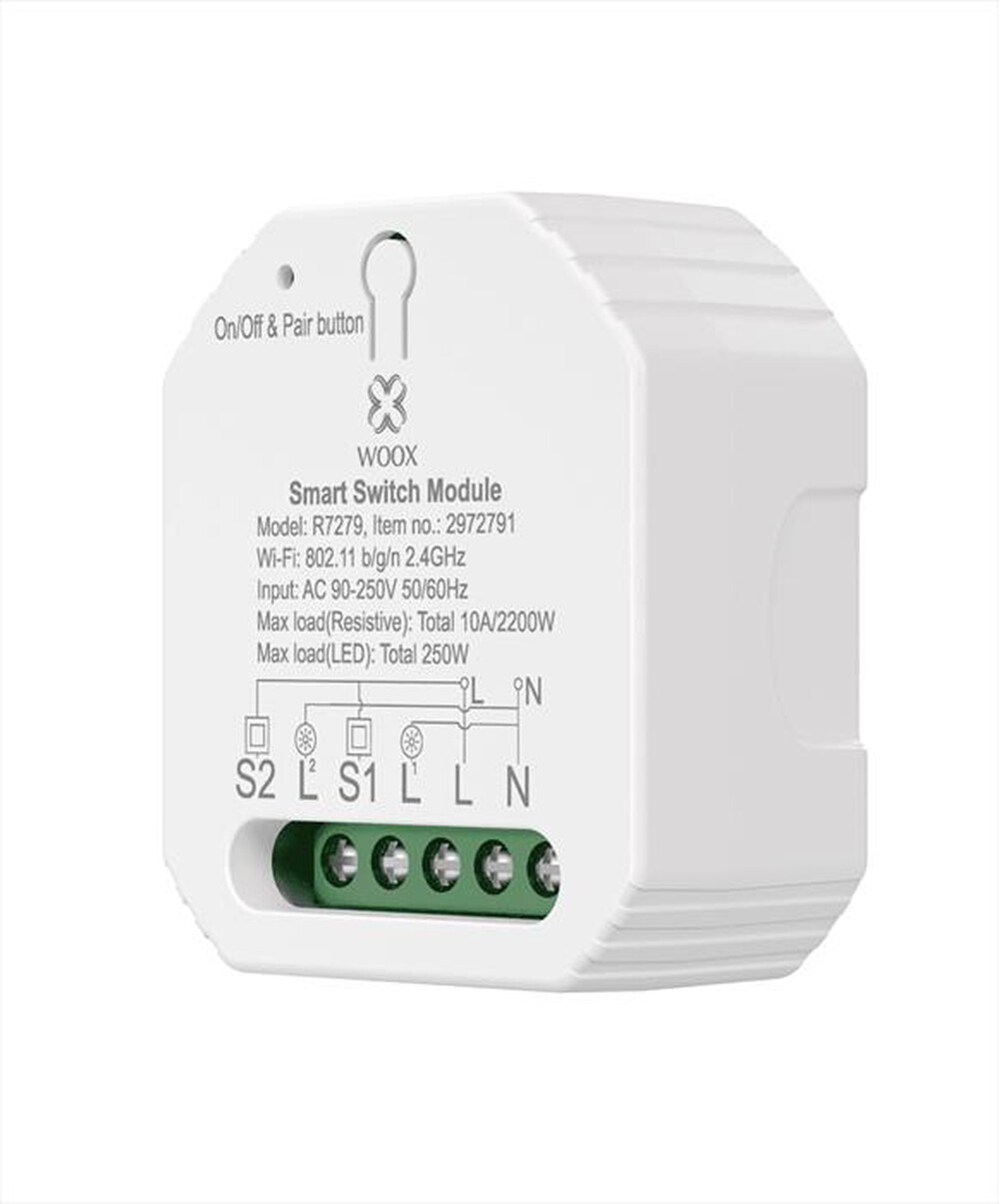 "WOOX - MODULO SMART SWITCH A 2 BANDE-BIANCO"