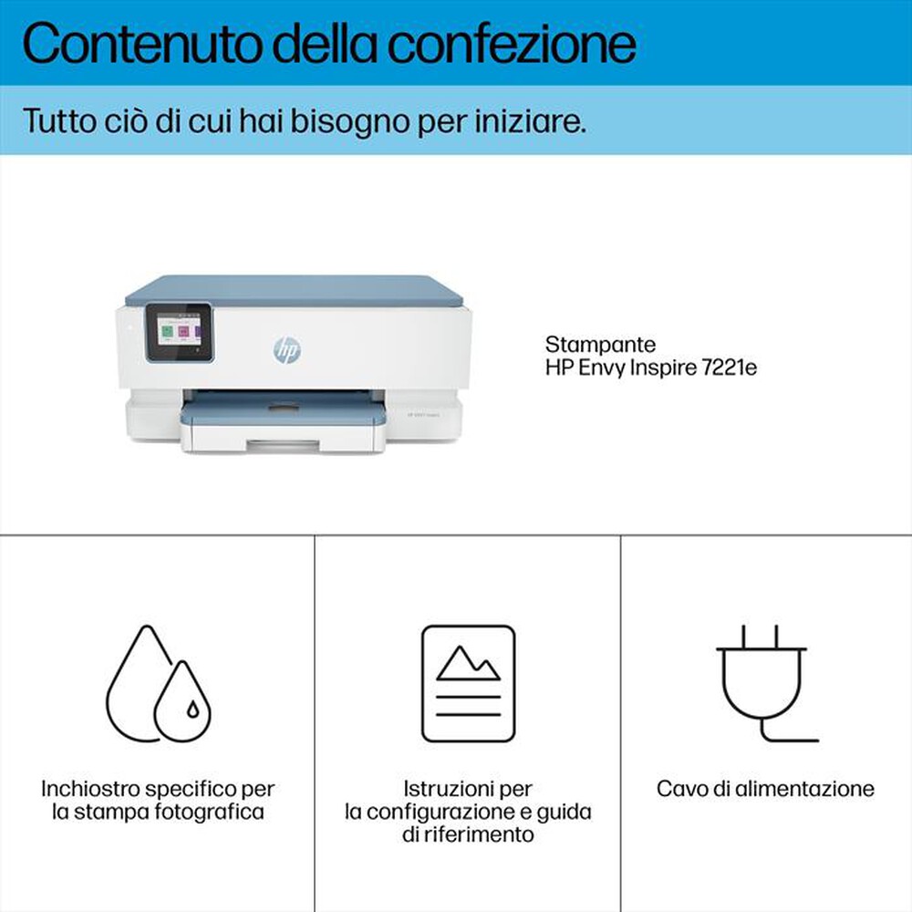 Immagine del prodotto HP - MULTIFUNZIONE ENVY 7221E 3 MESI INSTANT INK HP+-Surf Blue