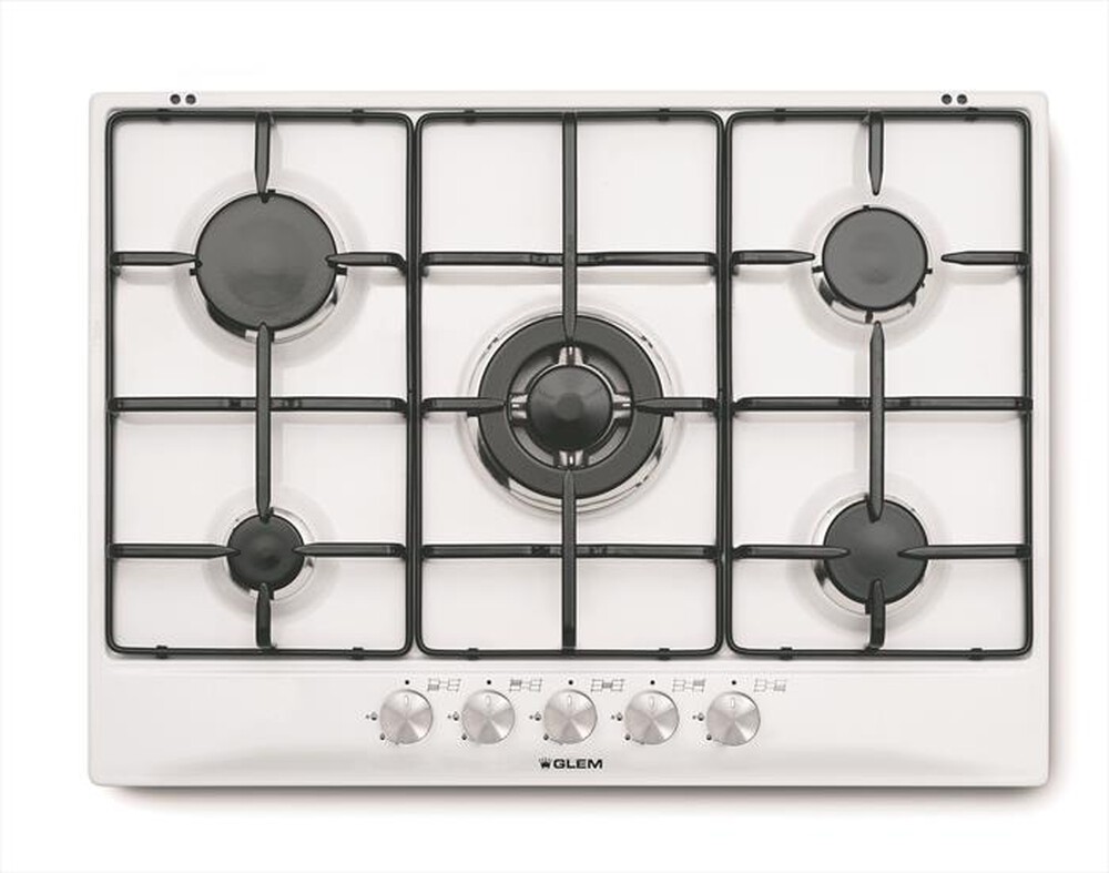 "GLEM GAS - Piano cottura a gas GT755WH 5 fuochi 68,5cm-Bianco"