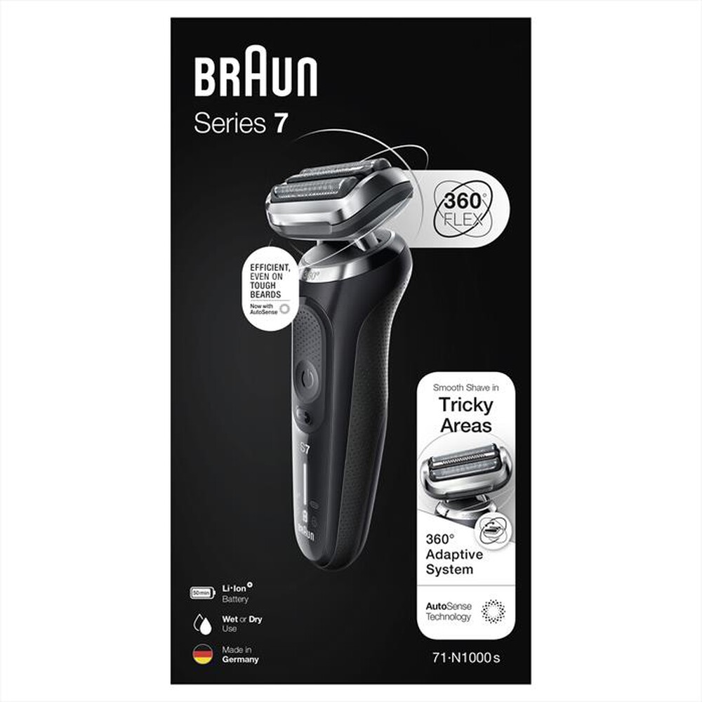 "BRAUN - Rasoio Elettrico Uomo SERIES 7 71-N1000S Flex 360°-NERO"