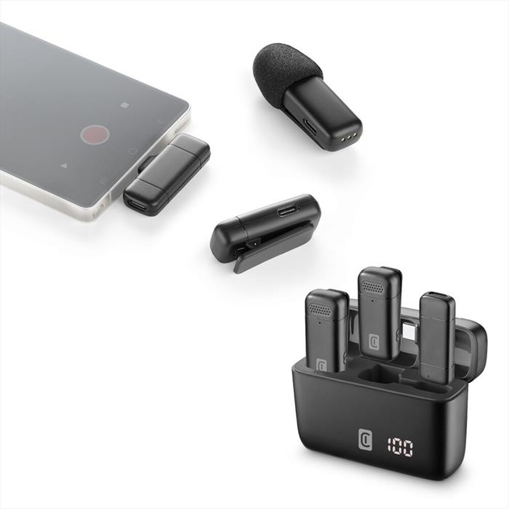 Immagine del prodotto CELLULARLINE - Talk Pro Kit di due microfoni e un ricevitore-Nero