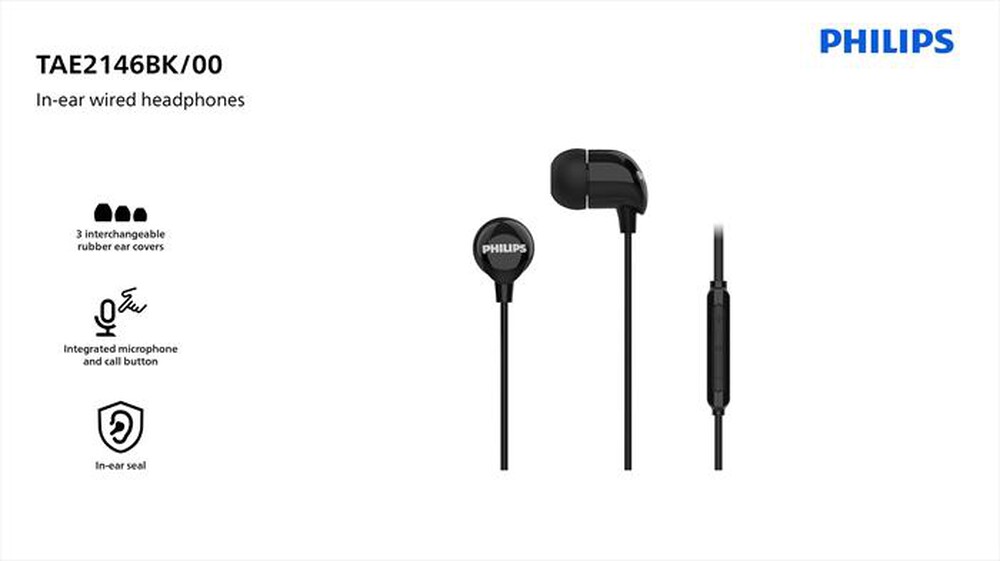 "PHILIPS - Cuffie in ear cablate TAE2146BK/00-Black"