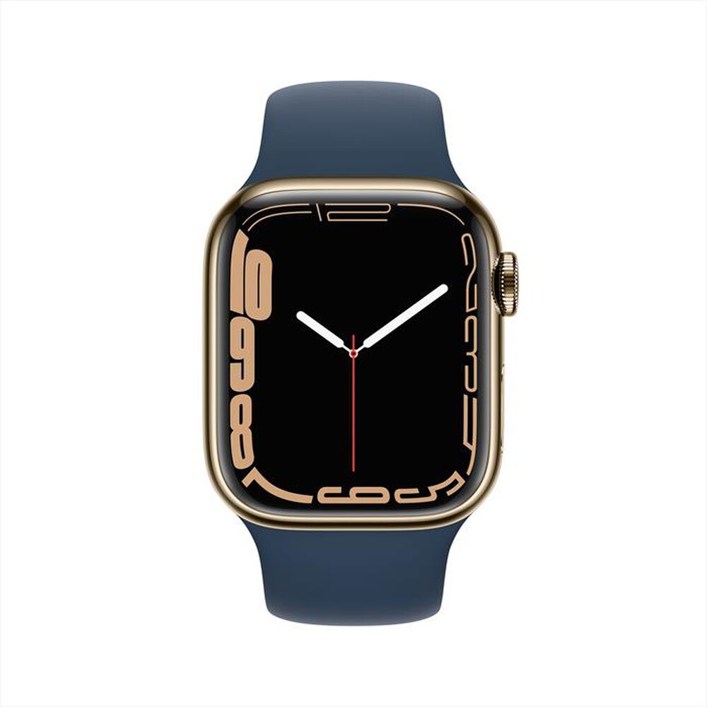 "APPLE - WATCH SERIES 7 GPS + CELLULAR 41MM IN ACCIAIO INOX-Oro Cinturino Sport Blu Abisso"