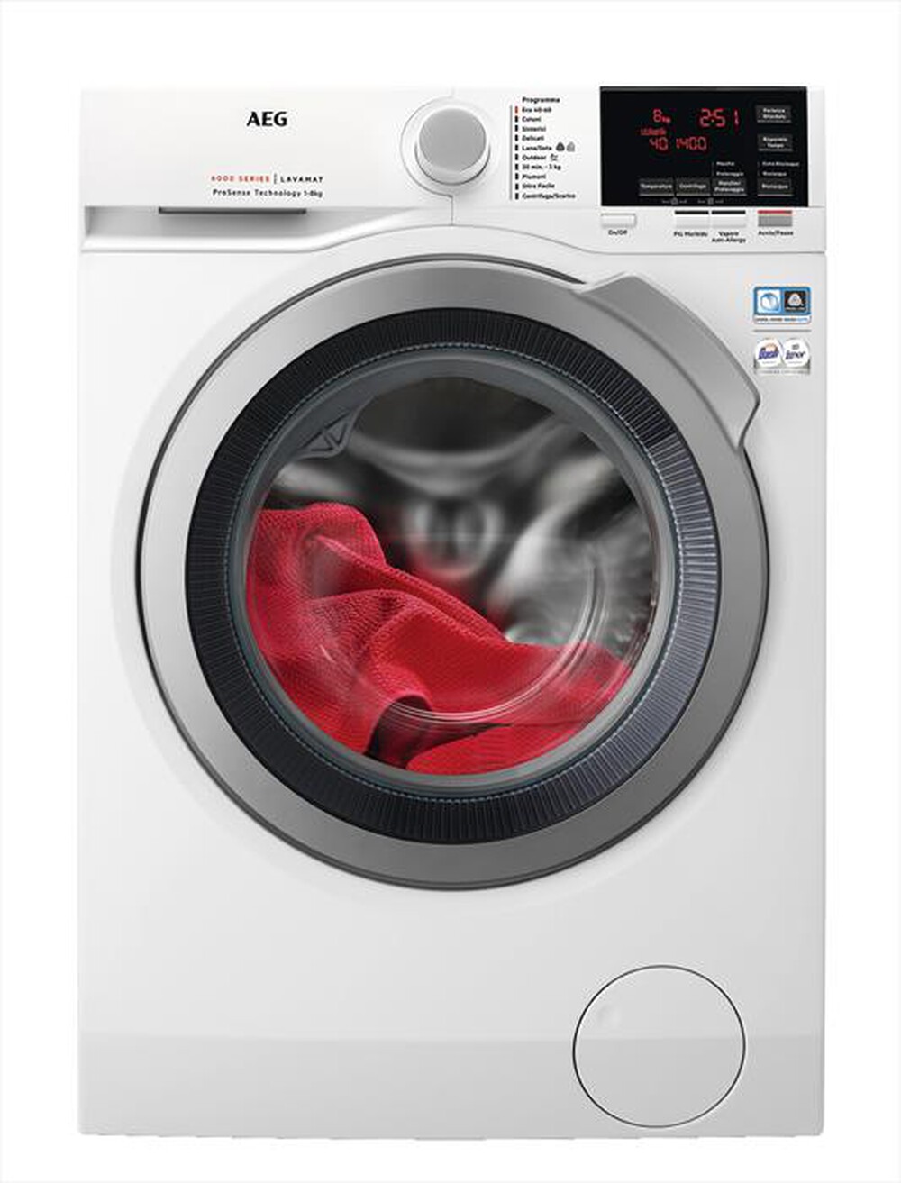 "AEG - Lavatrice L6FEG843 8 Kg Classe C-Bianco/oblò silver"