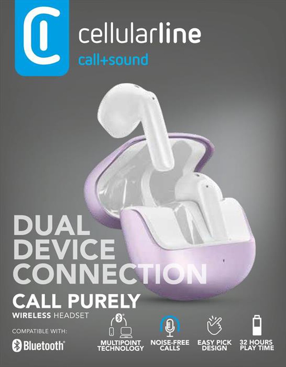 Immagine del prodotto CELLULARLINE - Auricolare bluetooth CALL PURELY-Viola