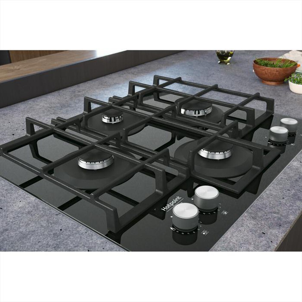 "HOTPOINT ARISTON - Piano cottura a gas HAGS 61F/BK HOB OA 4 fuochi"
