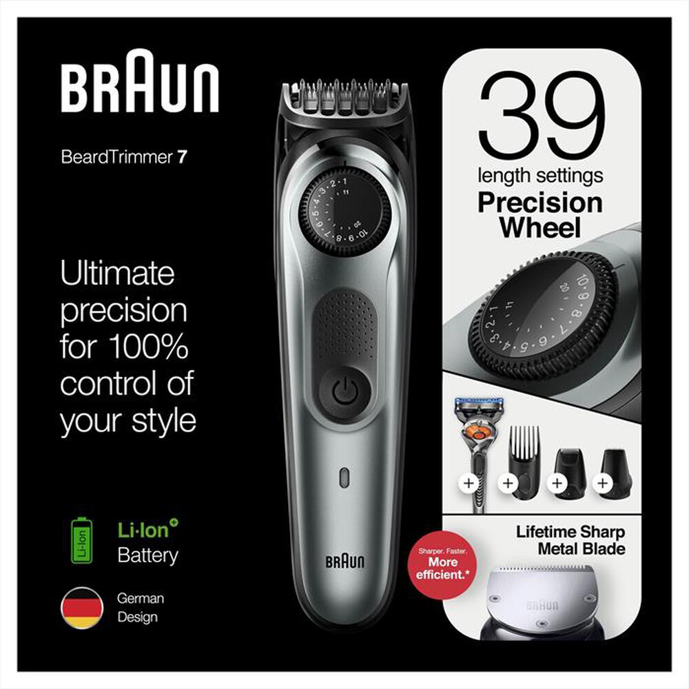 "BRAUN - Regolabarba BT7220-Argento"