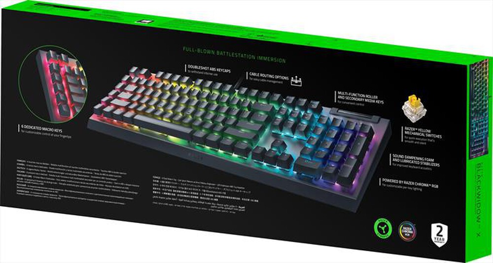 "RAZER - BLACKWIDOW V4X (YELLOW SWITCH) ITA-Nero"
