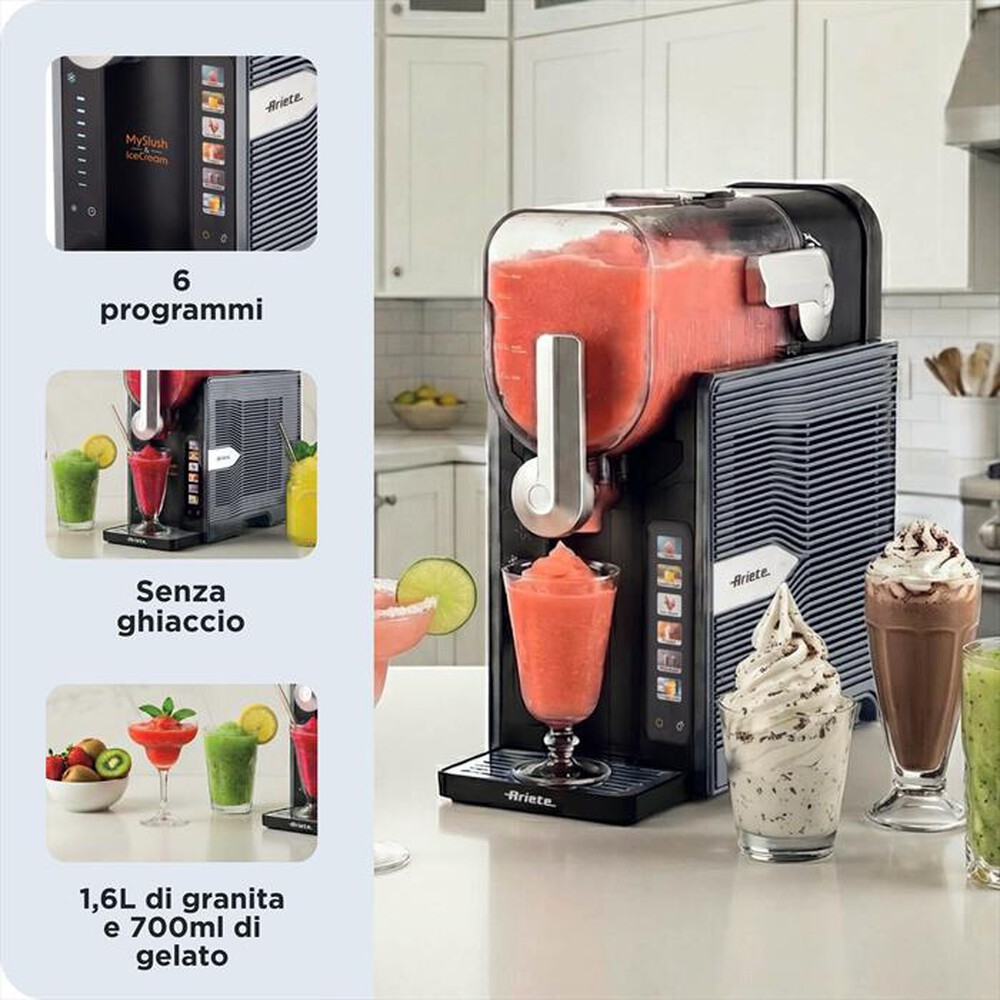 Immagine del prodotto ARIETE - Macchina granite e gelati 655 MYSLUSH & ICECREAM-Acciaio inox, Nero