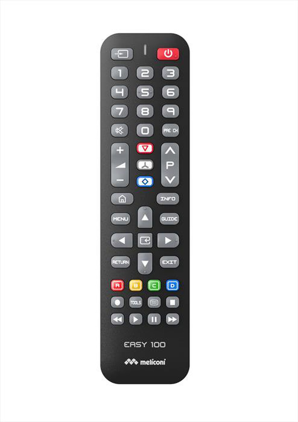 "MELICONI - Telecomando di ricambio EASY 100 PER TV SAMSUNG-Calotta nera, tastiera grigia"