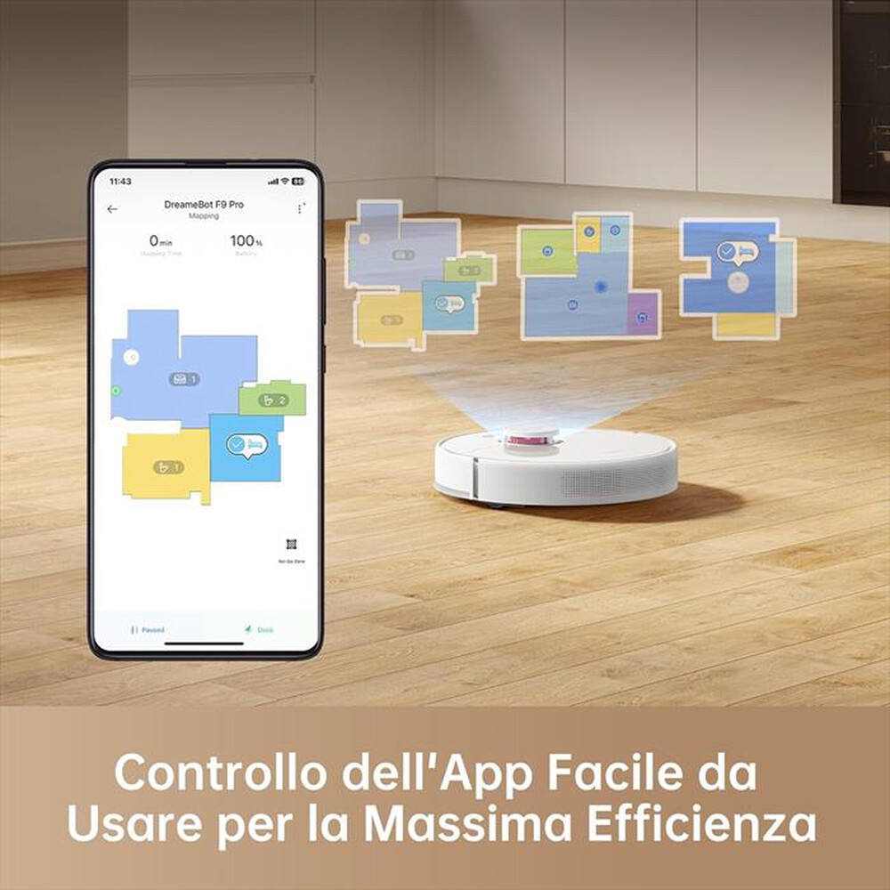 "DREAME - Aspirapolvere robot F9 Pro VM Combo + 1 side brush-Bianco"