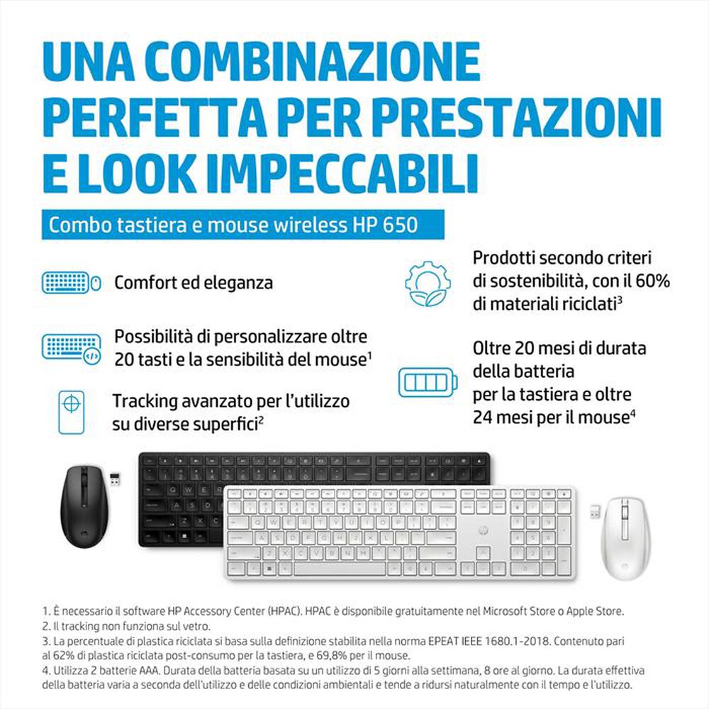 Immagine del prodotto HP - COMBO TASTIERA E MOUSE WIRELESS 650-Nero