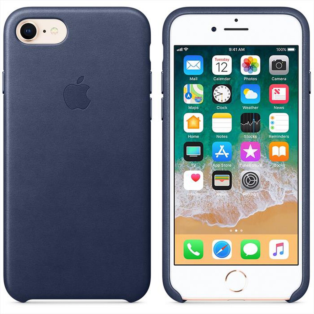 "APPLE - Custodia in pelle per iPhone 8/7-Blu Notte"