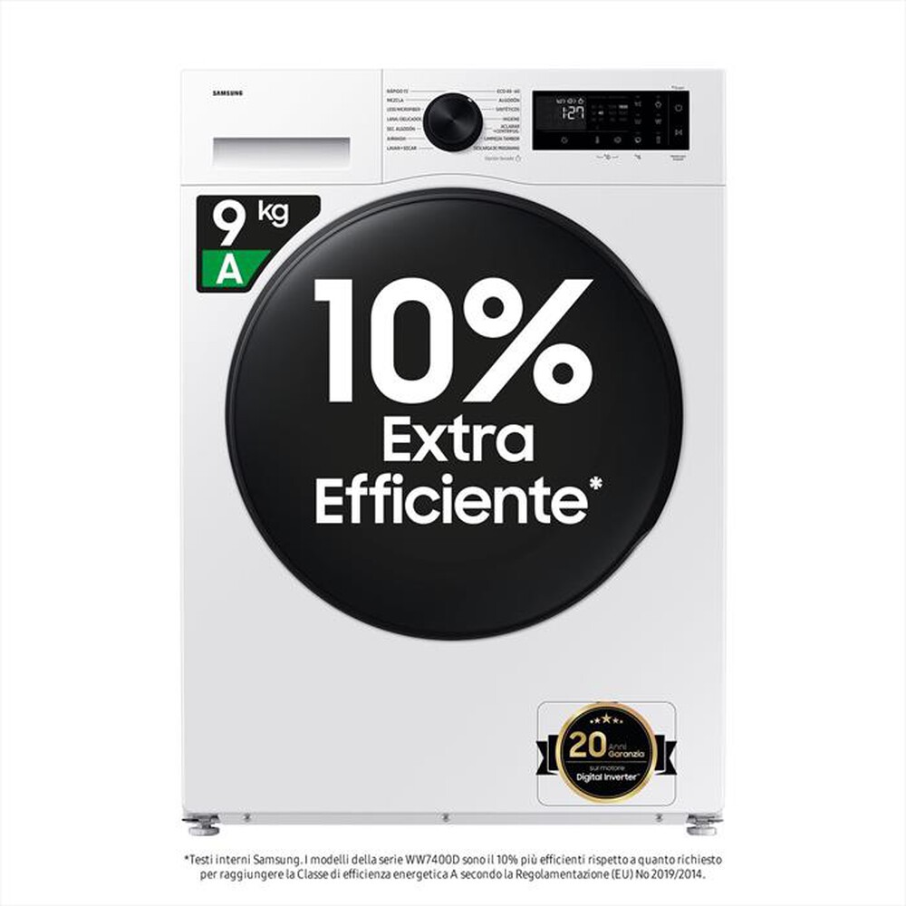 "SAMSUNG - Lavasciuga WD90DG5B15BEET 9/6 Kg Classe A-bianca con oblò e display nero"