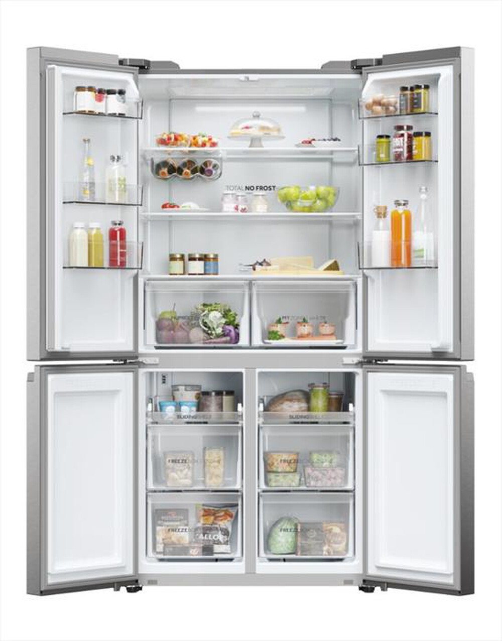 "HAIER - Frigorifero side by side HCR5919ENMP ClasseE 582lt-Platino, Acciaio inossidabile"