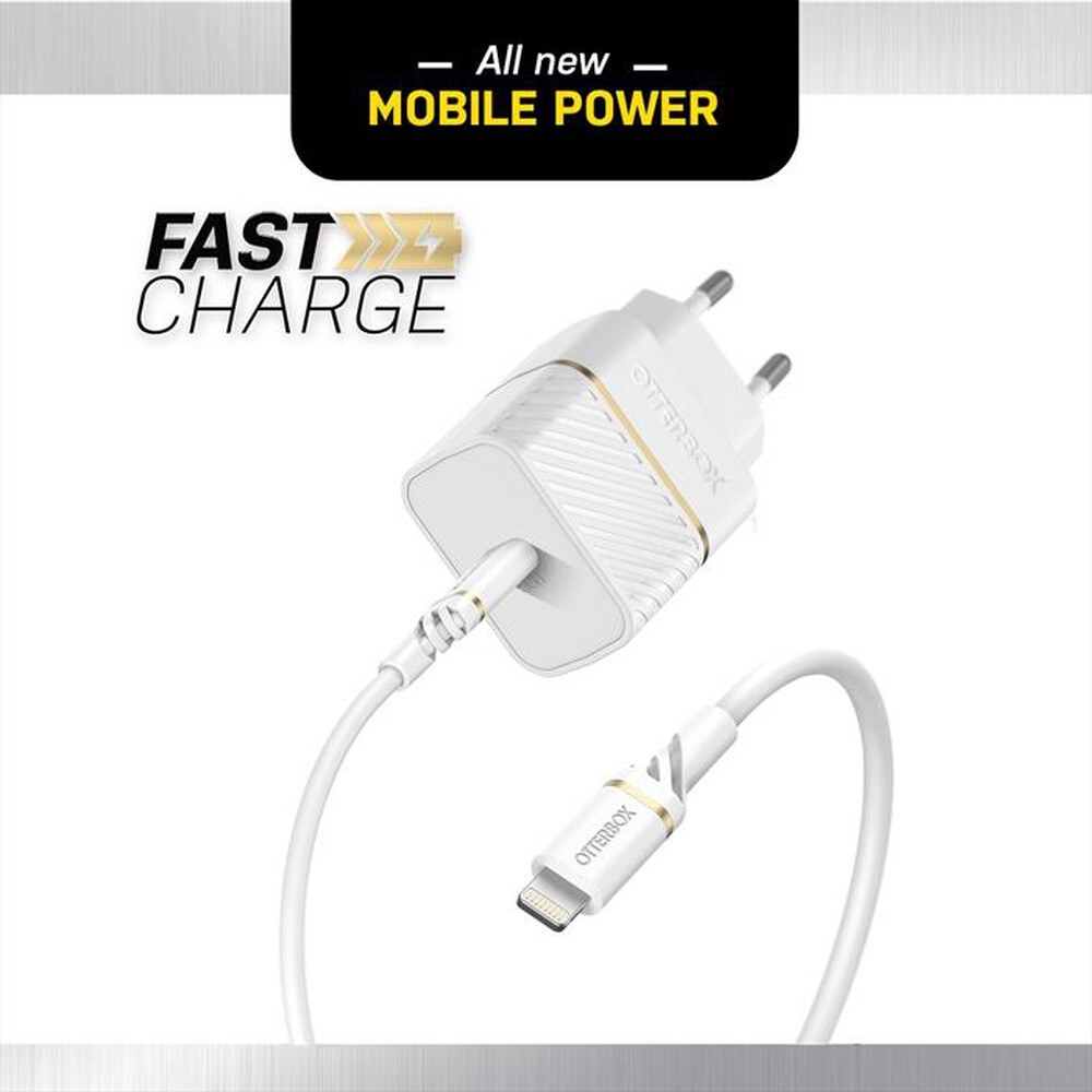 "OTTERBOX - CARICATORE DA MURO USB-C 20W + CAVO USB-C-LIGHTING-bianco"