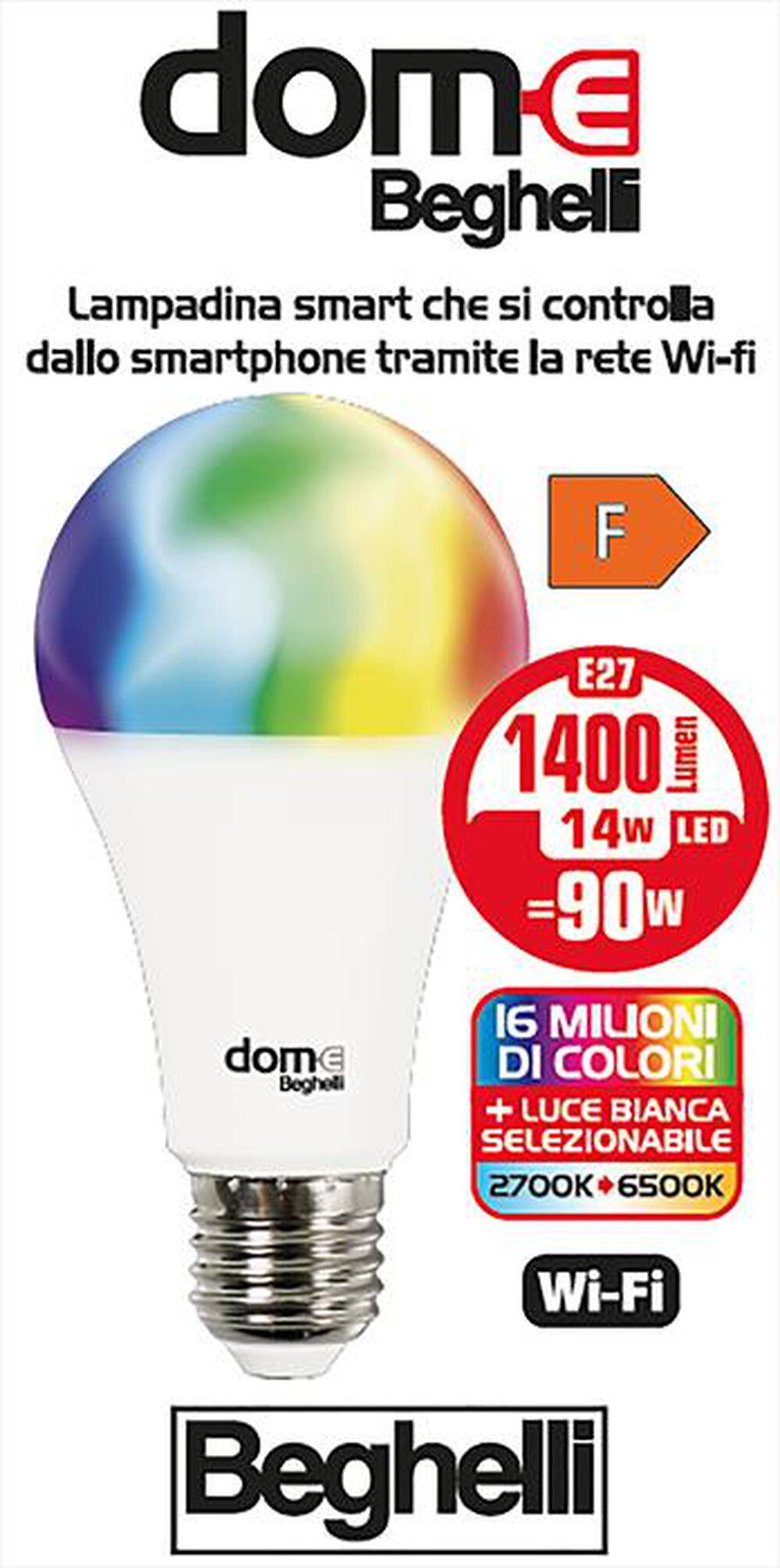 "BEGHELLI - WIFI GOC 14W E27 RGB+W DYNAMIC-bianco"
