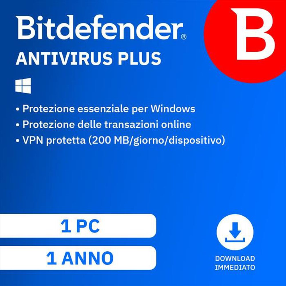 "BITDEFENDER - Antivirus Plus 1 Anno - 1 PC"