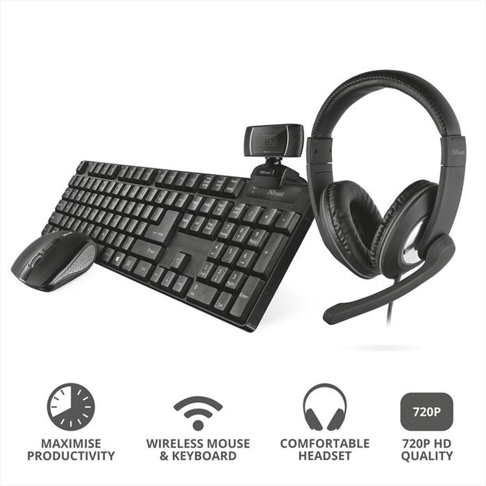 "TRUST - QOBY 4 IN 1 HOME OFFICE BUNDLE IT-Black"